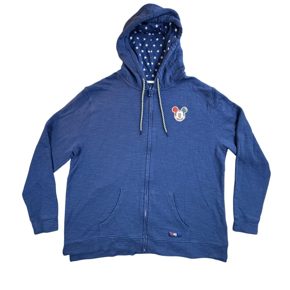 Disney Parks Hoodie Mens 2XL Blue Full Zip Mickey Mouse USA Disneyland Jacket